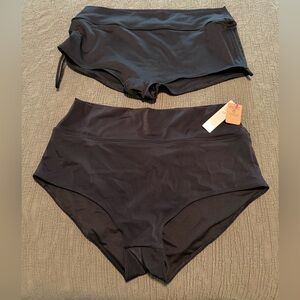 2 pairs of Victoria's Secret Pink Black Swim Shorts Bottoms High Waisted Cheeky
